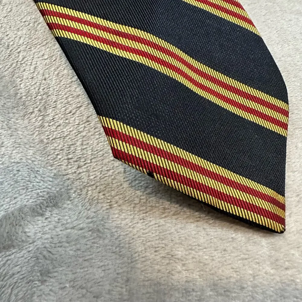 Vintage Diagonal Stripe Anderson Little Tie Black Gold Red Preppy Collegiate